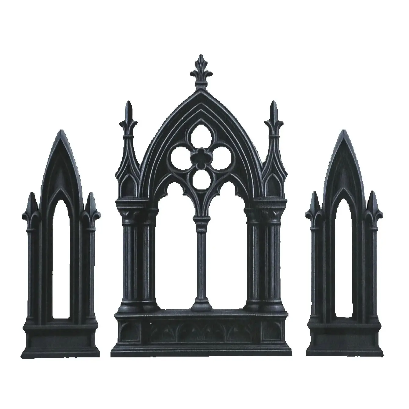 3 Stück Gothic-Stil, Schlossform, Tischdekoration, schwarzer Kathedralenbogen aus Holz, Buchstützen, Vintage-Regaldekoration für Zuhause und Büro, Geschenk
