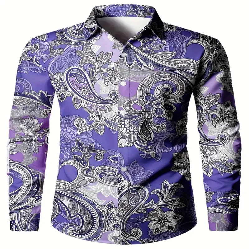Men's Paisley Print Shirt Casual Street Fashion Shirt Summer Fashion Outing Festival Men's Shirt Comfortable and Soft