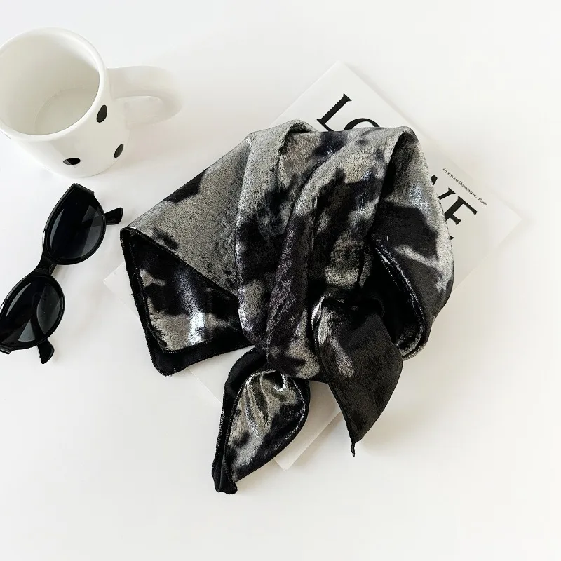 Silver Y2K Scarf Head Wrap Waist Belt Hip Hop Bandana for Women Elastic Tube Turban with Metallic Shine Streetwear Accessory view 6