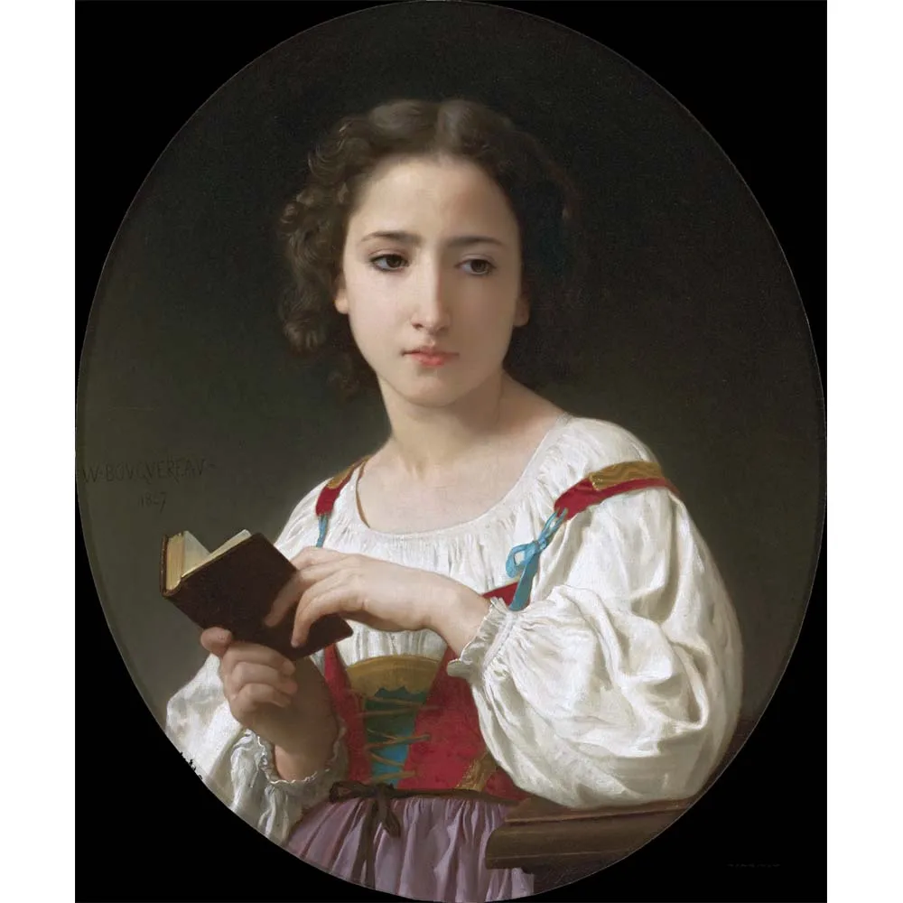 William-Adolphe Bouguereau paintings,The book of hours,Hand painted famous oil painting replica,Academicism style art,Wall deco