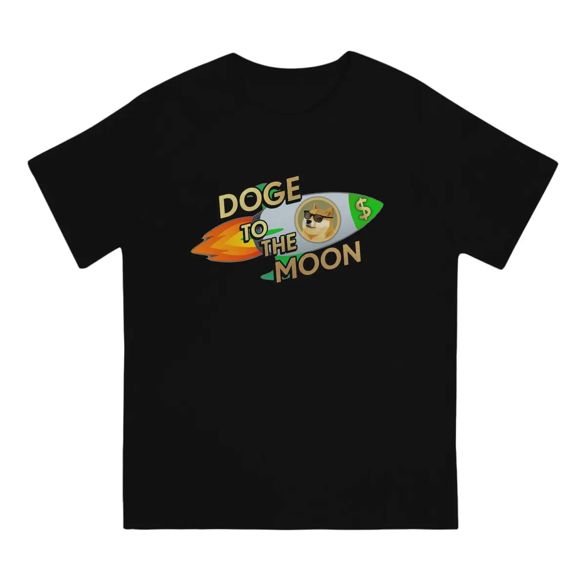 Casual DOGE TO THE MOON Essential T-Shirt for Men Round Collar Cotton T Shirt Bitcoin Cryptocurrency Art Short Sleeve Tee