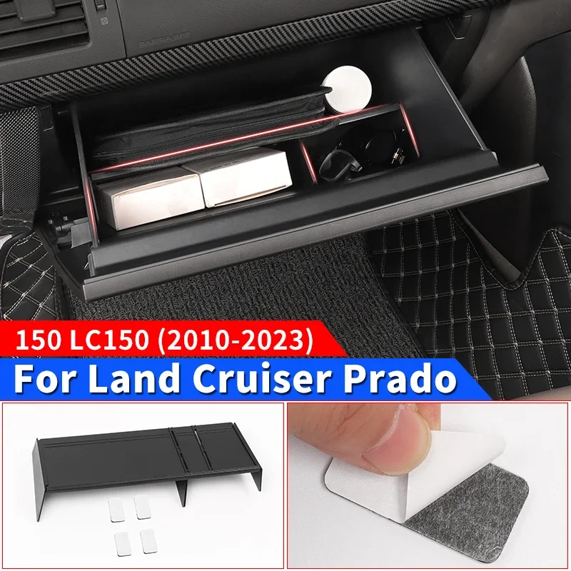 

For Toyota Land Cruiser Prado LC150 2010-2023 Glove Box Divider Organizer Tray Dashboard Storage Box Insert Interior Accessories