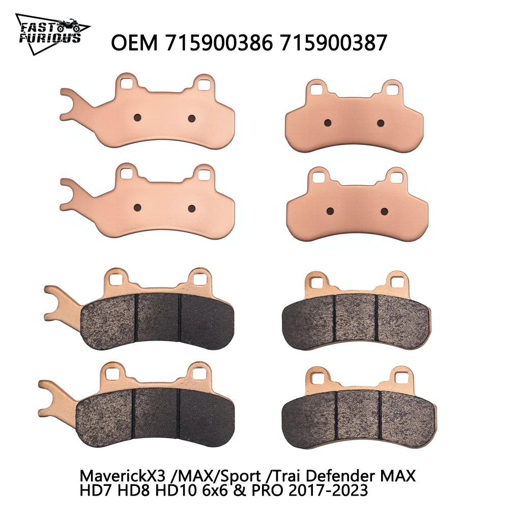 Ceramic Front Rear Brake Pad For BRP Maverick X3 / MAX/Sport / Trail Defender MAX HD7 HD8 HD10 2017-2023 715900386 715900387