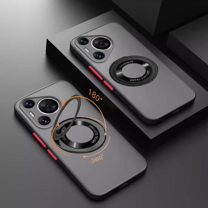 

For Magnetic Holder Magsafe Phone Case For Huawei Pura 70 Matte Skin Friendly Shockproof Cover For Huawei Pura 70 Pro Ultra