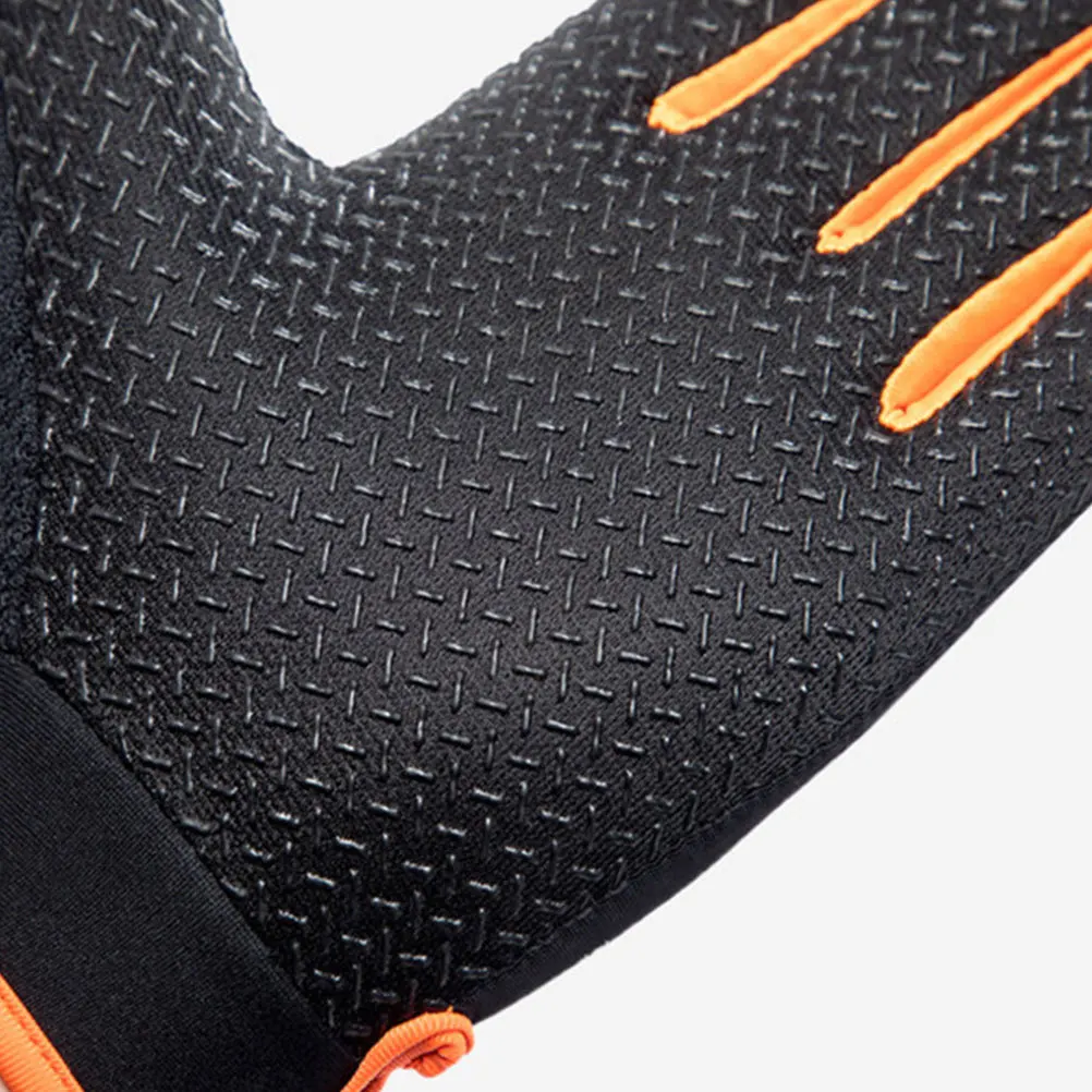 

1Pair Fishing Gloves Anti-Slip Diving Scratch Prevention Gloves Comfortable Flexible Fit Size L Black Orange for Swimming