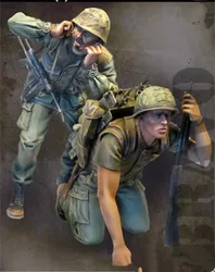 135 Scale Vietnam War US Army 2-Person Resin Soldier Figure Assembled Model Kit Unassembled Unpainted DIY Toy Diorama