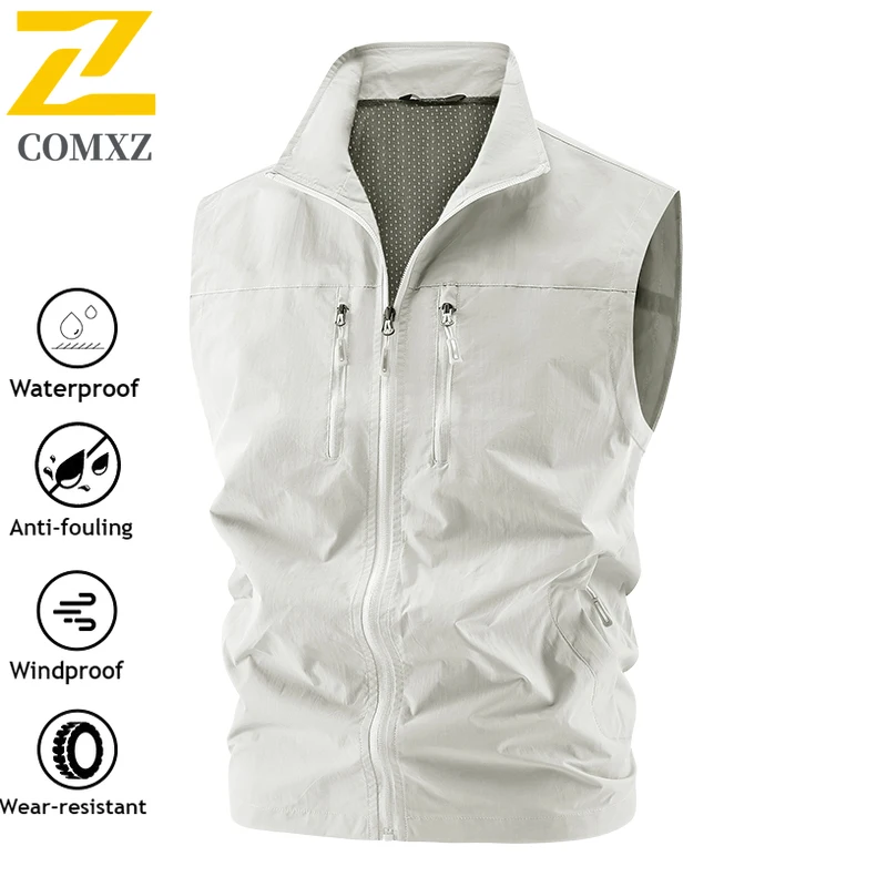

Autumn 2025 High Quality Mesh Vest Men's Outdoor Casual Thin Sleeveless Work Jacket Vests Man Hiking Fishing Pocket Waistcoat
