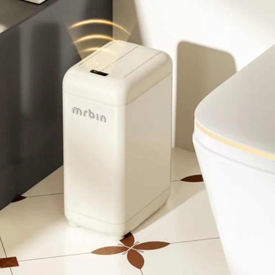 

9L Slim Automatic Trash Can with Butterfly Lid 2.4Gal Touchless Sensor Waste Bin Waterproof Splash-Proof Design Narrow Garbage