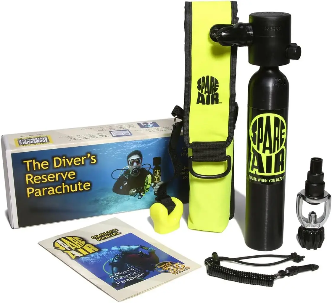 Mini Scuba Dive Cylinder - 3 cu ft DOT Certified Tank, USA Made, Includes Holster, Leash & Refill Adapter