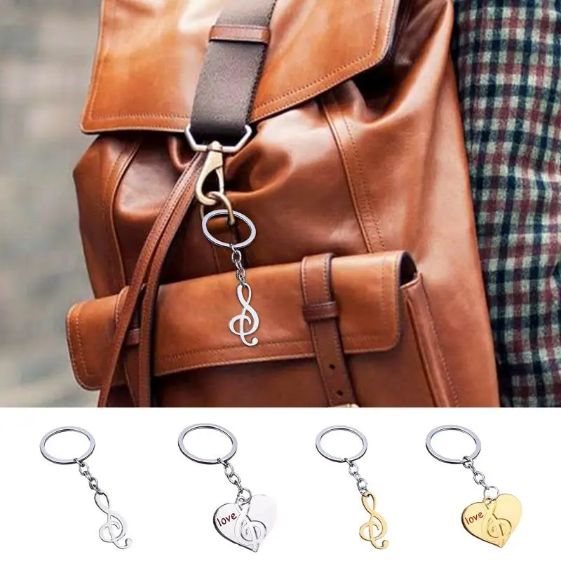 2 Pack Keychain Set Car Keychain Key Holder Metal Bag Music Symbol Key Ring Keychain Pendant Decor For Besties And Couples