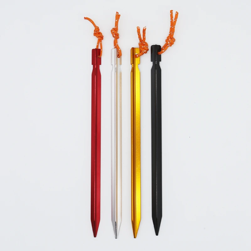 المظلة أوتاد خيمة سبائك الألومنيوم في الهواء الطلق حديقة حصص الأرض مسمار مع الحبل للتخييم الظهر خيمة للتنزه الملحقات