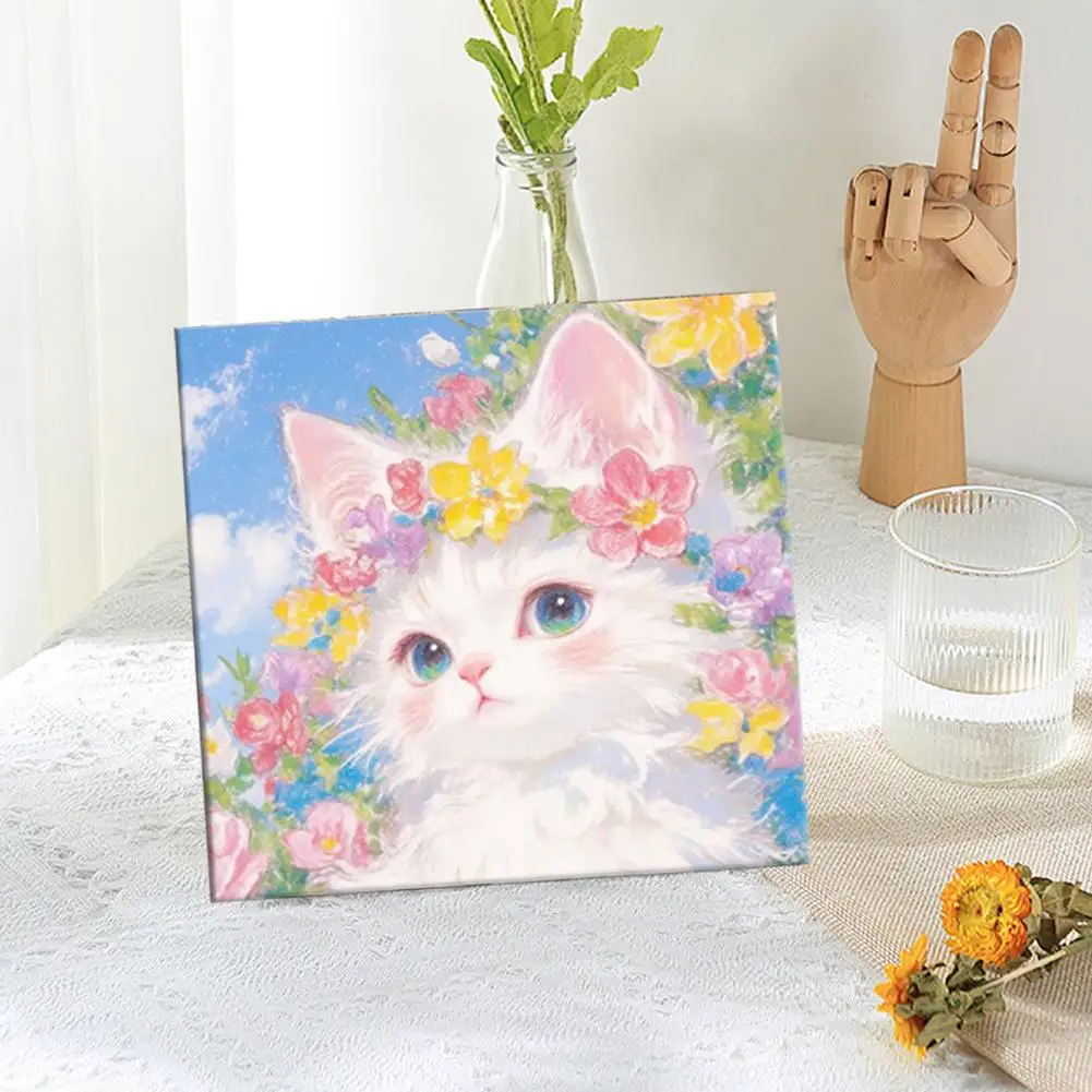 Oil Painting By Number House Tree DIY Digital Oil Painting Scenery Drawing By Numbers Adults Kit Cat Handpainted Gift Home Decor - view 5