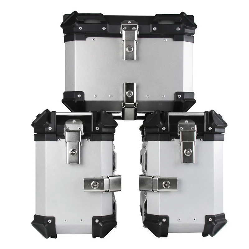 2026 BKS 45L+38L  Motorcycle Side Tail Boxes Black Silver Aluminum Alloy Case Box Set Waterproof Trunk for  Tail