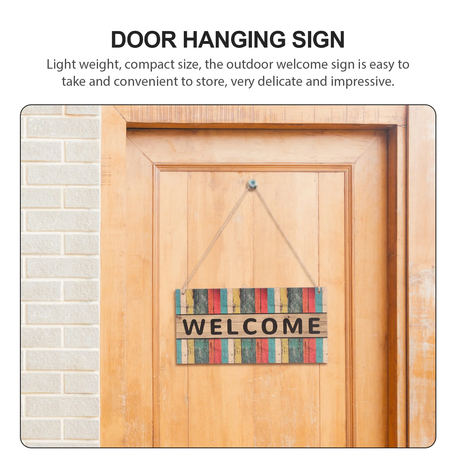 

Wooden Welcome Sign for Front Door Outdoor Farmhouse Porch Hanging Door Plate Pendant Lightweight Natural