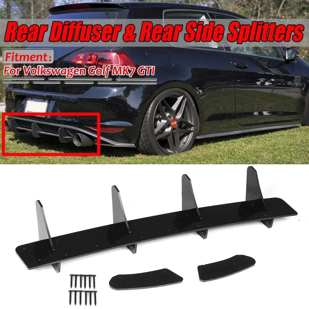 

High Quality Car Rear Bumper Diffuser & Rear Side Splitters Spoiler Lip For Volkswagen For Golf MK7 GTI MK 7.5 R MK7 R MK6 R