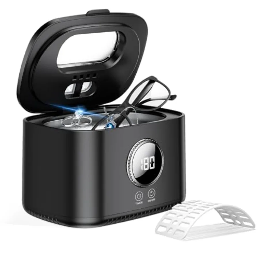 Ultrasonic Jewelry Cleaner 47kHz 20 oz Large Capacity 5 Modes Ultrasonic Cleaning Machine with UV Light for Eyeglasses Rings Ne