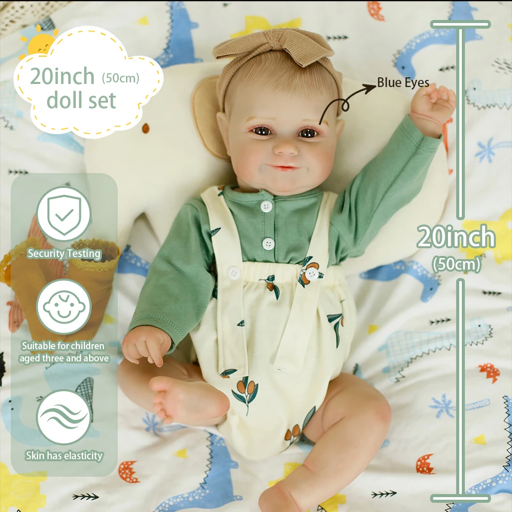 

50CM Lifelike Reborn Baby Dolls Girl Maddie Full Silicone Vinyl Body Waterproof Body Painted 3D Skin for Kid's Christmas Gifts