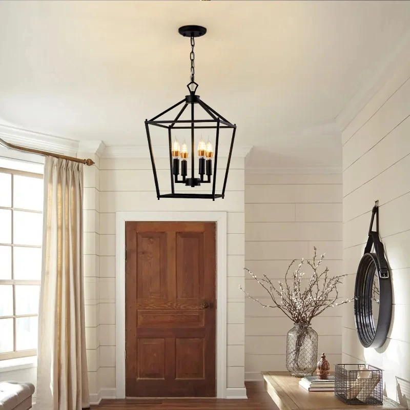 Loft Vintage Iron Birdcage Pendant Light, iluminação moderna para sala de jantar, decoração da ilha da cozinha, ouro prateado e preto