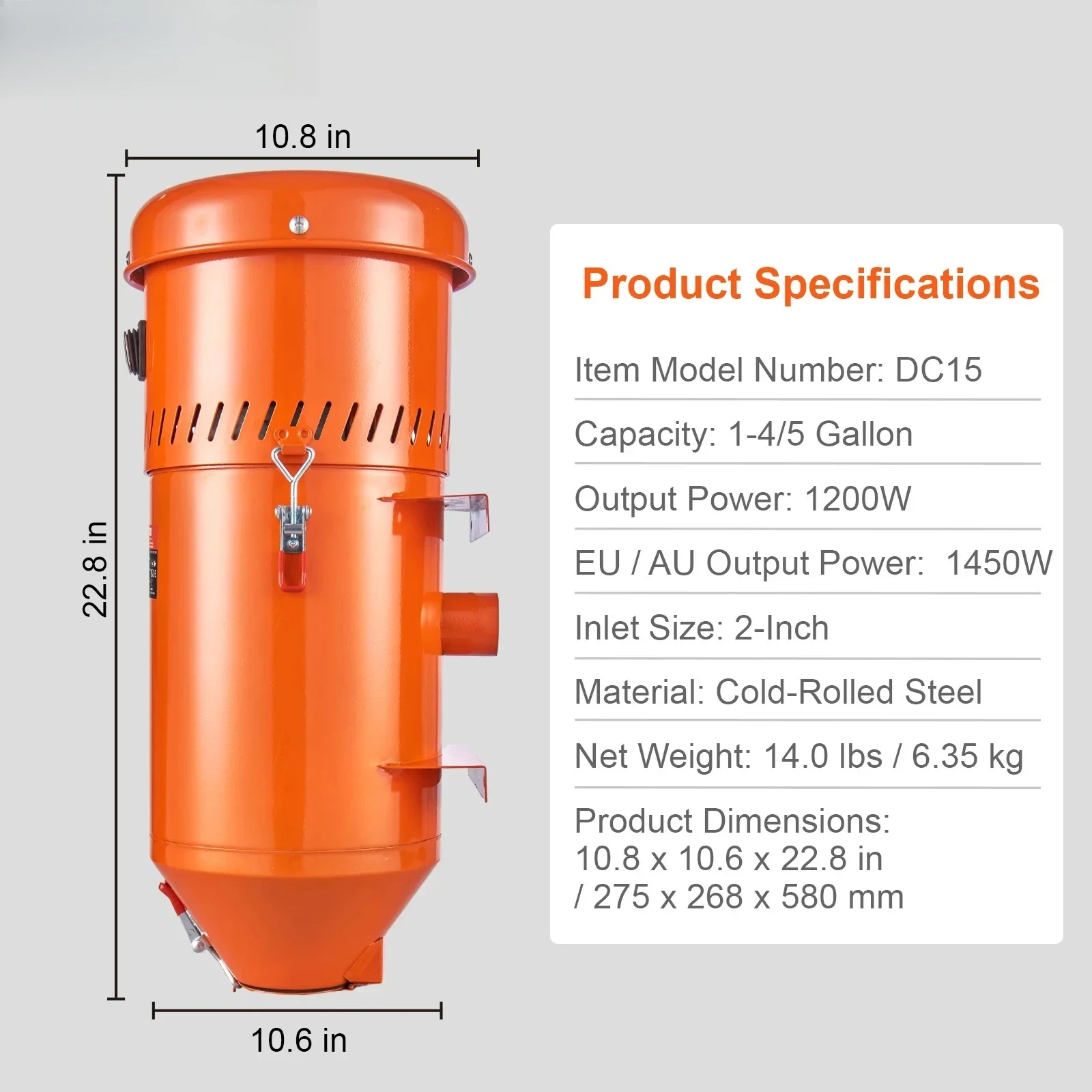 1.6HP Dust Collector Media Reclaimer 1.8Gal Capacity Universal Dust Collection System for Sandblaster Cabinets