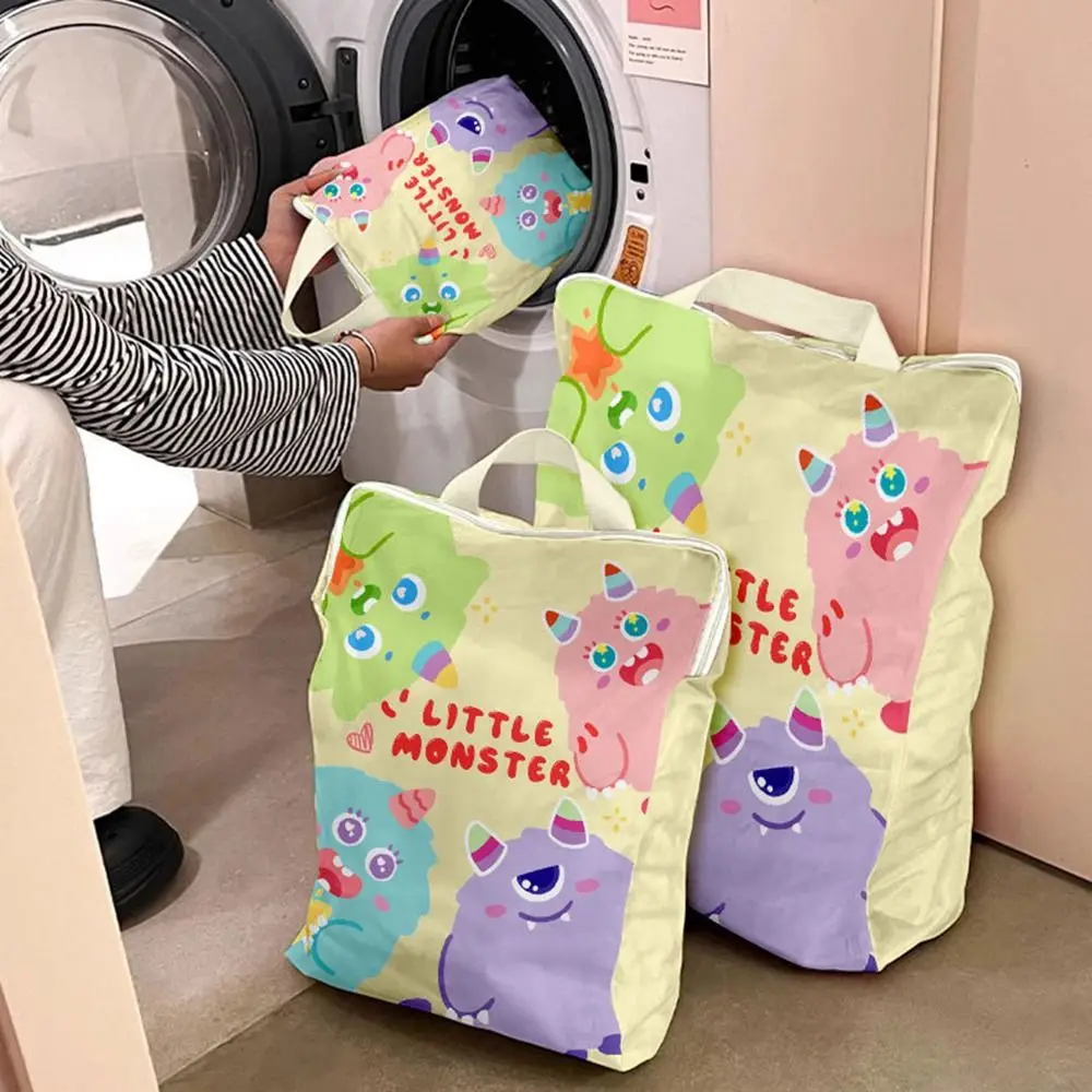 4Pcs Multiple Sizes Mesh Laundry Bags Set Cute with Handle Lingerie Wash Bags Auto-lock Zipper Multi-purpose