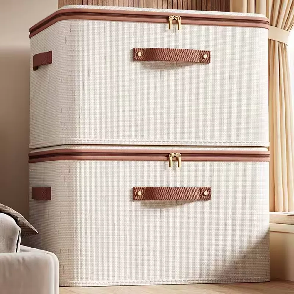 

Foldable Dustproof Storage Box with Lid Large Capacity Clothes & Blanket Organizer for Home Wardrobe & Living Room Us