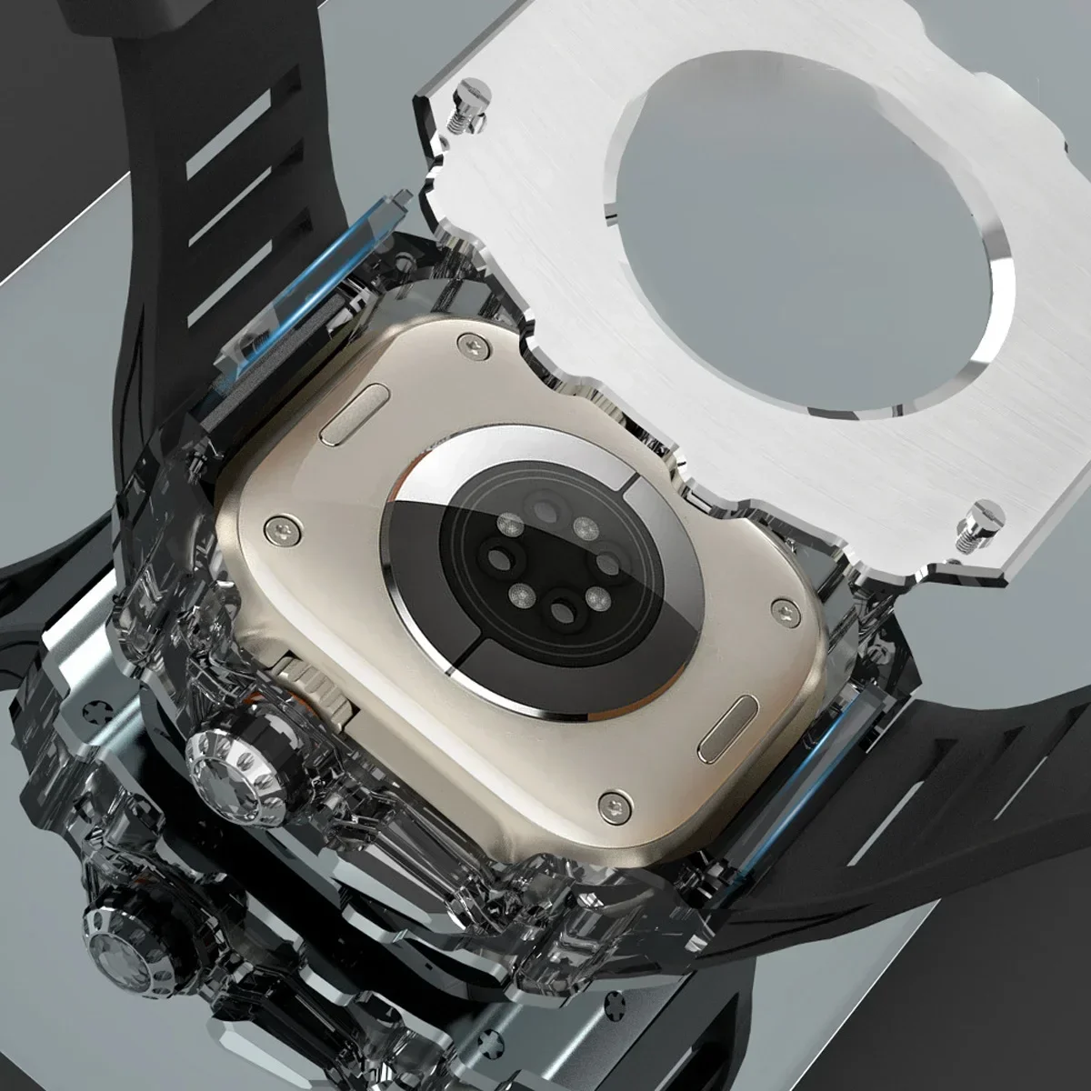 Kit di modifica di lusso per cinturino in silicone Apple Watch da 46 mm per custodia modificata in titanio iWatch serie 10