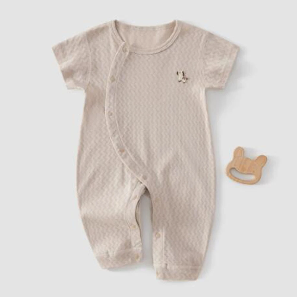 Boutique Baby Girl Summer Clothing Cotton Baby Boy Romper Short Sleeve Solid Color Daily Thin Unisex Infant Jumpsuit New Arrival
