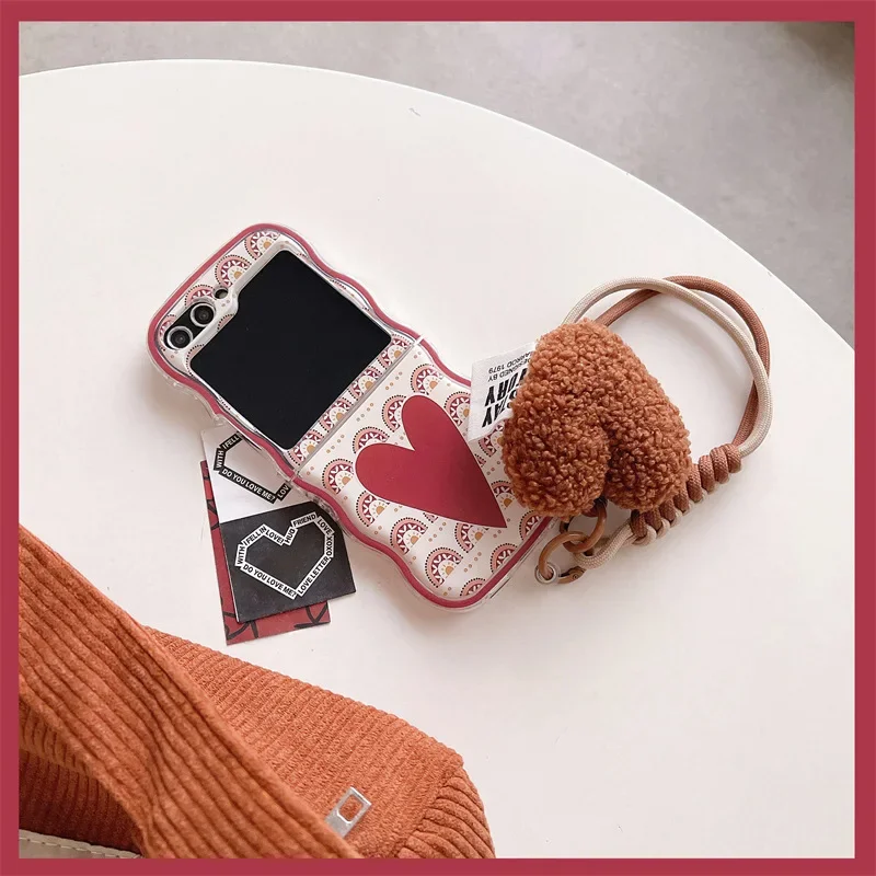 เคสโทรศัพท์หัวใจหรูหราสำหรับ Samsung Galaxy Z Z flip 6 5 4 3ฝาครอบป้องกันด้านหลังสำหรับ ZFlip4 ZFlip5 ZFlip6เคสเปลือก