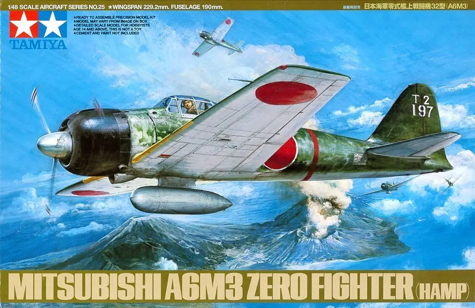 Tamiya 61025 1/48 Aircraft Model Kit A6M3 Zero Fighter Type 32(Hamp)