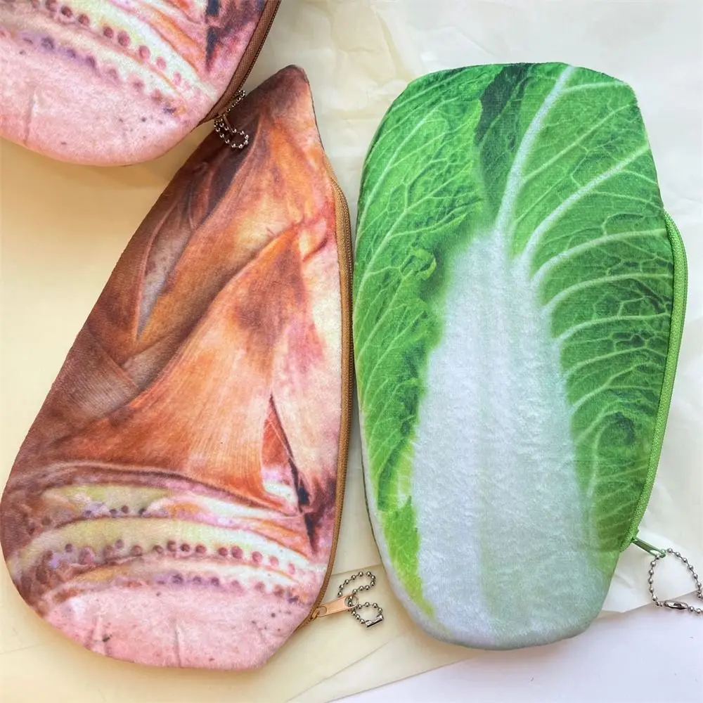 Vegetable Pencil Case Simulated Food Cabbage Plush Pencil Bag Big Purse Large-capacity Stationery Storage Bag Office School