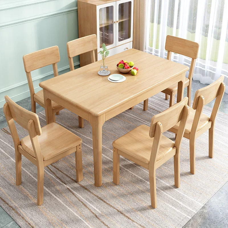 Nordic solid wood dining table household small apartment dining table and chair combination modern simple oak rectangular dining