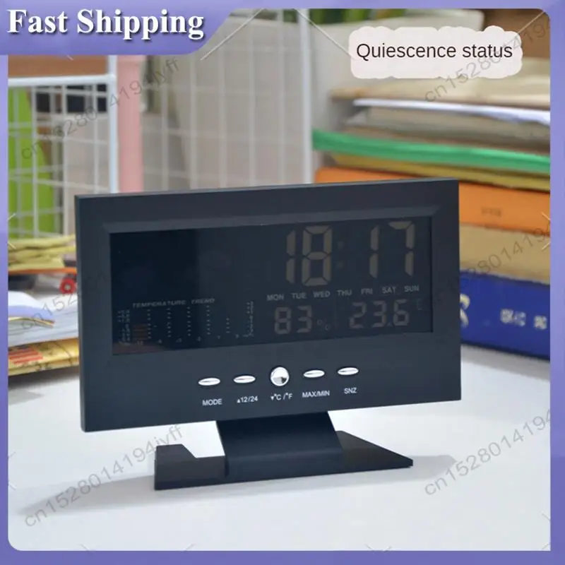 -ABDH 1Set Weather Forecast Station Temperature Humidity Time Date Display Clock Home Black