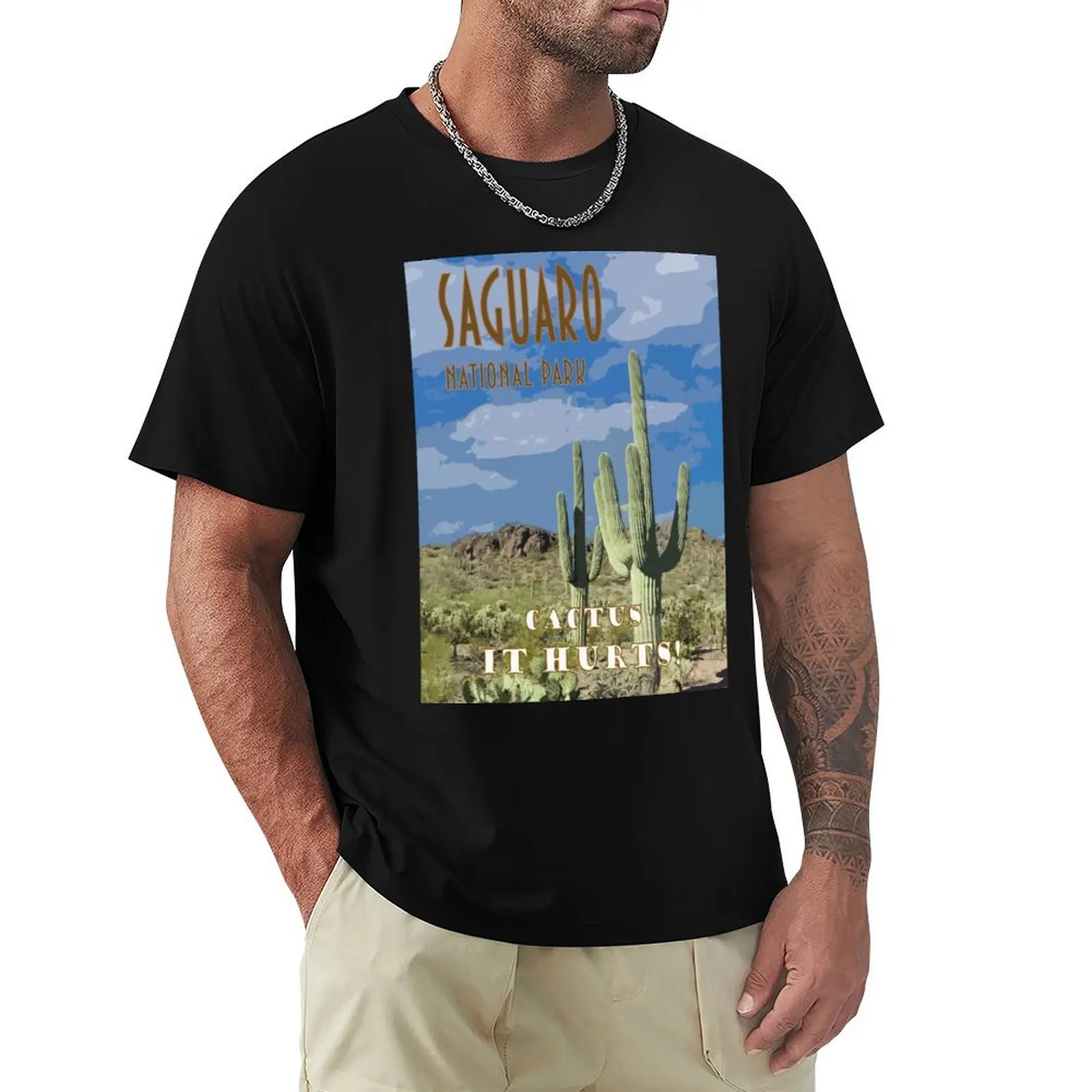 Saguaro National Park Funny Travel Poster T-Shirt High Elasticity Sports Tee Shirt