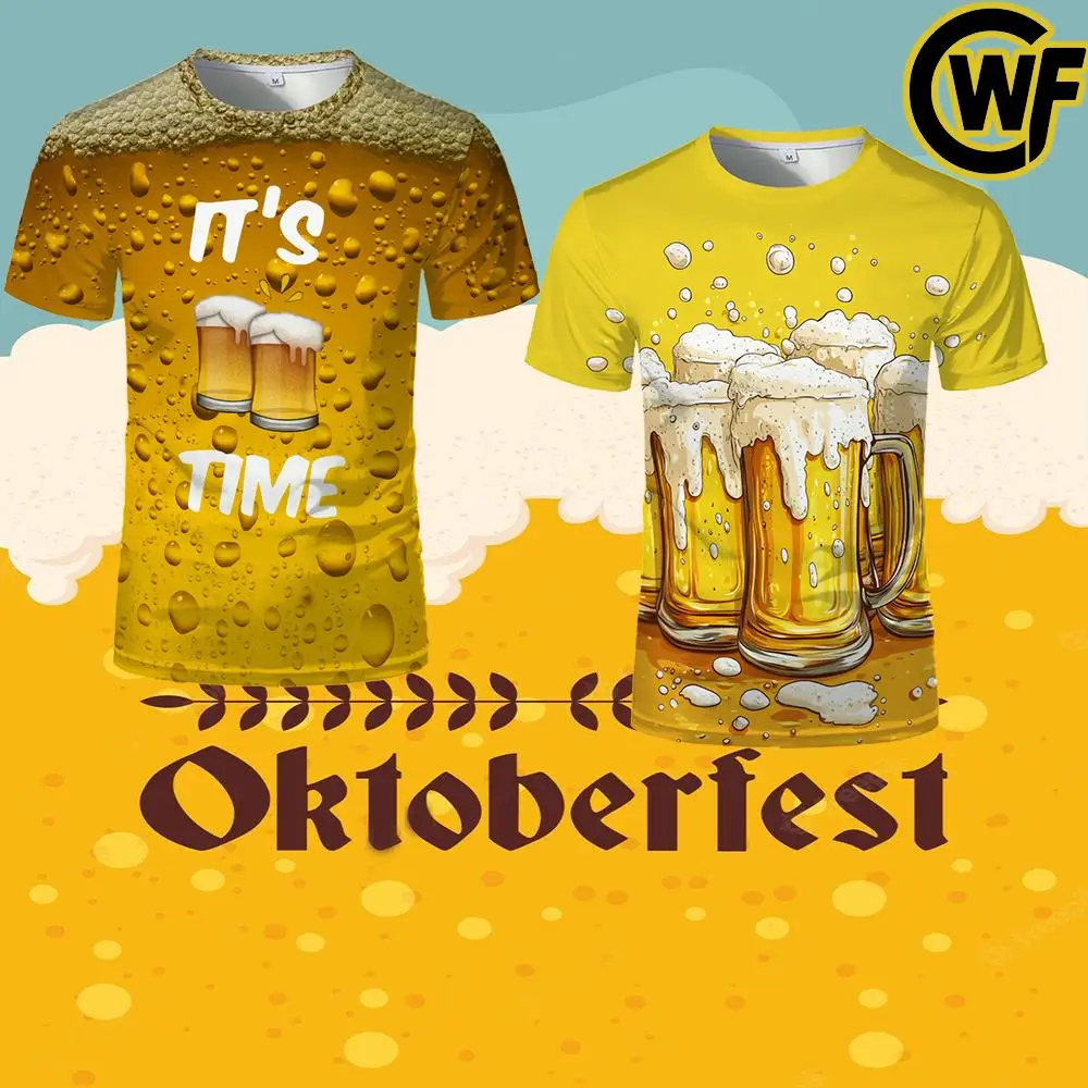

German Oktoberfest Fun Graphic T-shirt Beer Lovers Festival Unisex Short Sleeve Drink Theme Pub Party Personalized Men's Clothes