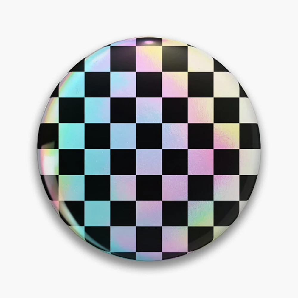 salty-dog2 two-tone ska checkerboard Pin Holographic Star Heart Pin Brooches Laminated Button Fashion Accessory
