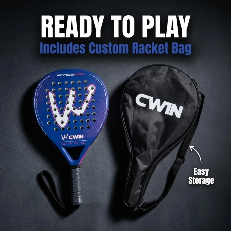 cwin-force-pro-100-carbon-fiber-padel-racket-large-sweet-spot-360g-paddle-with-carry-bag-for-all-level-players