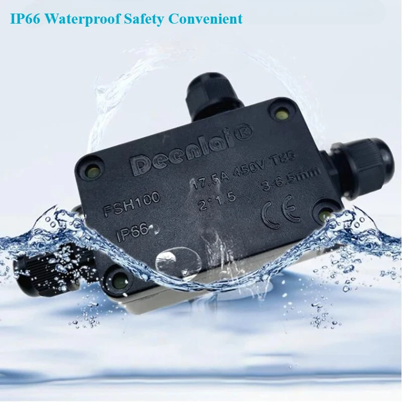 

IP66 Waterproof Junction Box 2 Way 3 Way 3mm-6.5mm 450V Cable Connector Sealed Retardant Electrical Outdoor Waterproof Box