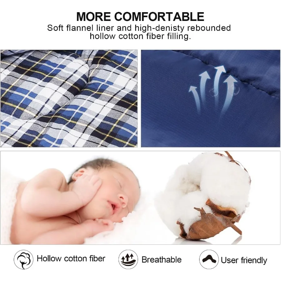 حقيبة نوم من القطن الفانيلا للتخييم وحقيبة الظهر للبالغين أكياس نوم مغلف للطقس البارد مع حشوة 2 3 4 6 رطل للخارجية