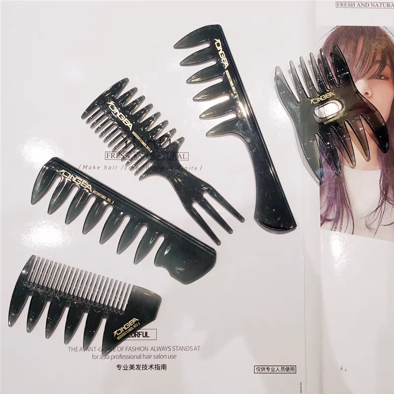 

5pcs Wide Tooth Men's Retro Oil Hair Comb Fork Comb Back Hair Pick Comb Beard Oil Afro Hairstyle Barbershop Men's Styling Tools