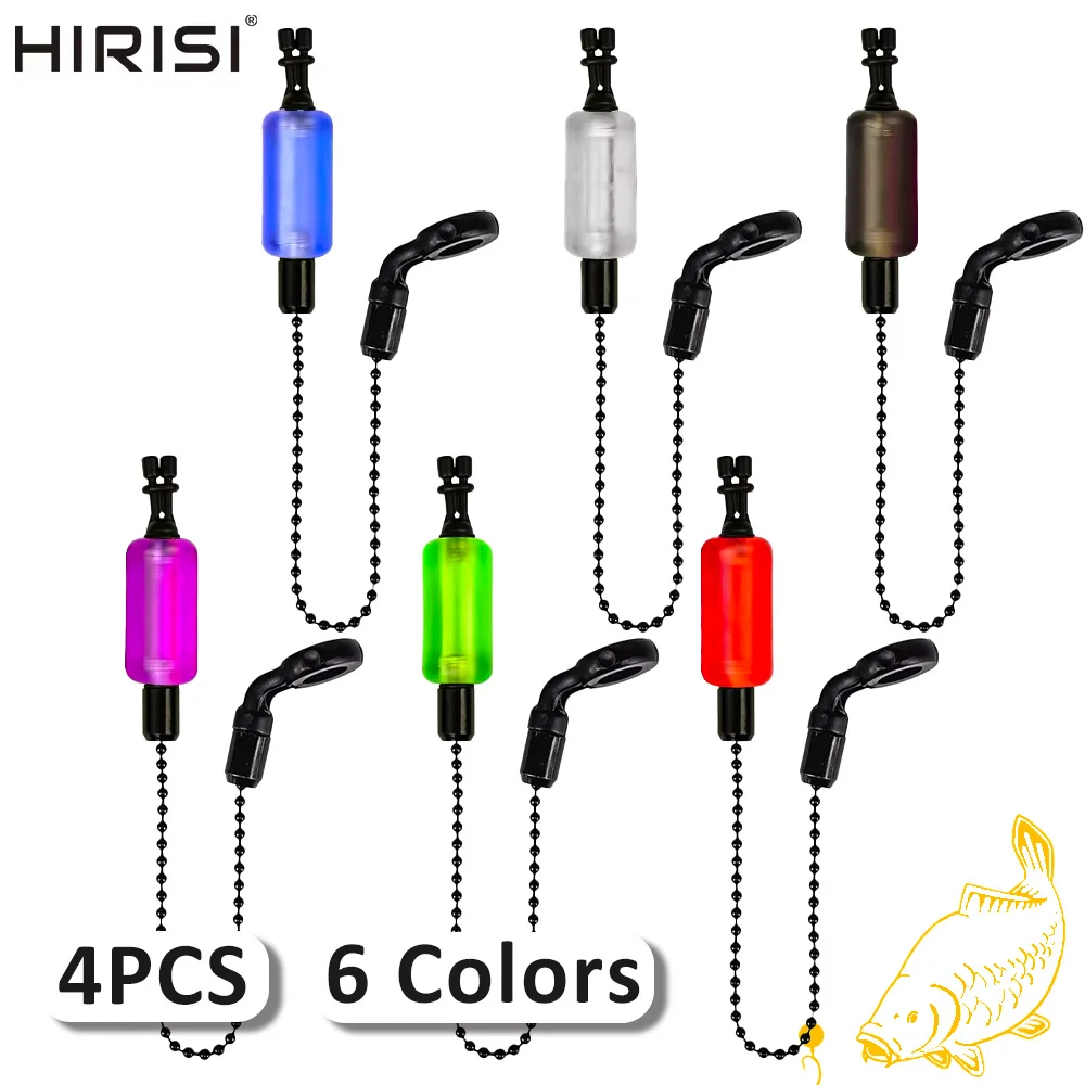 Hirisi 4pcs Fishing Swinger Bite Indicators 6 Colors Removable Tube Fluorescent Durable Plastic Carp Fishing Bobbins Accessories