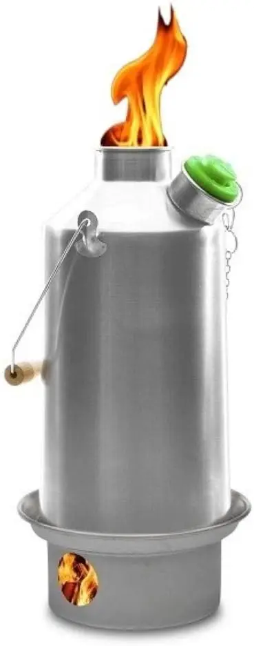 

54fl.oz Stainless Steel Camping Kettle with Whistle, Ultra-Fast Boiling Wood-Fueled Stove for Outdoor Adventures