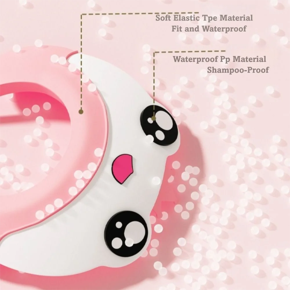 

Fun Adjustable Size Shower Cap Frog Shape Cartoon Hair Wash Hat Waterproof Ear Protection Bath Visor Kid Bath