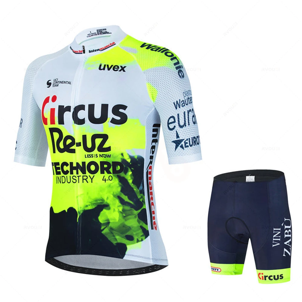 Circus Wanty Fluorescent Green Bicycle Team Maillot Ciclismo Men\'s MTB Wear Cycling Jersey Summer Breathable Bike Clothing Sets