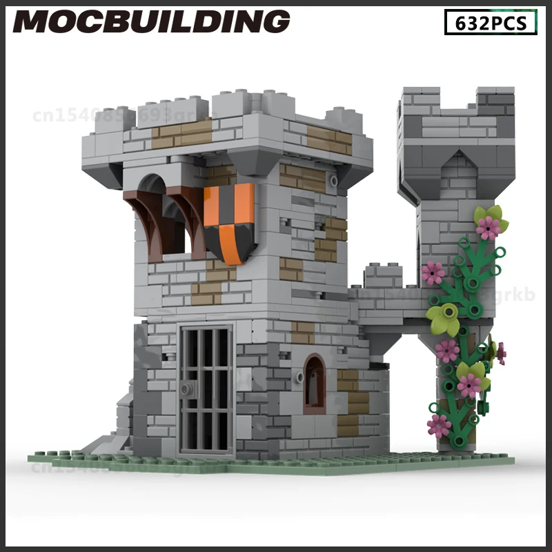 

MOC Building Block Medieval Castle Architecture Grey Tower Model DIY Bricks Christmas Gifts Assembling Toys Birthday Present