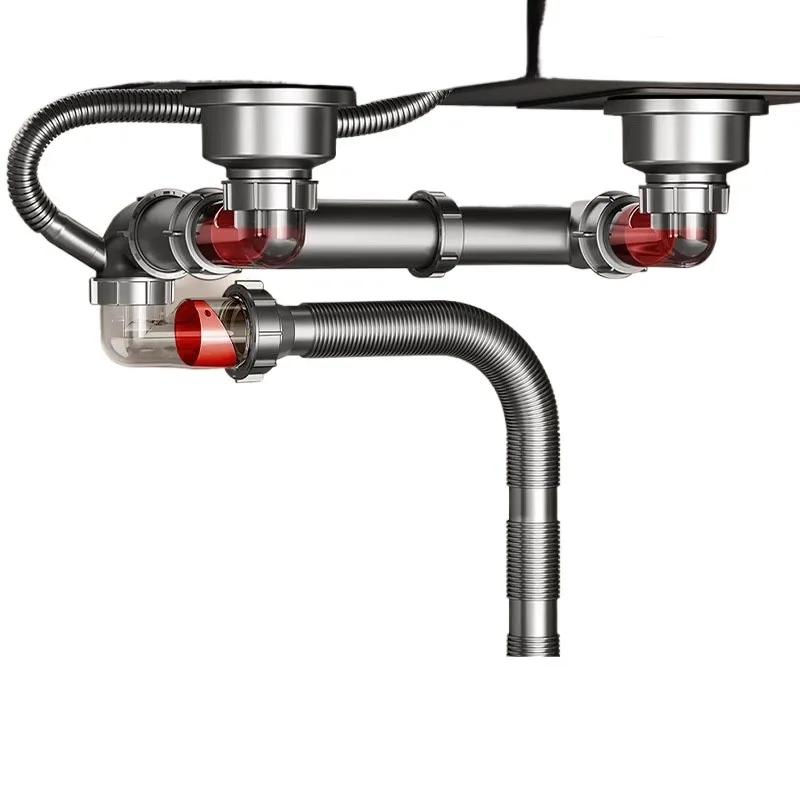 

Kitchen sink, vegetable basin, double sink sewer, deodorant and anti-return water, space-saving tee drain pipe, dishwasher