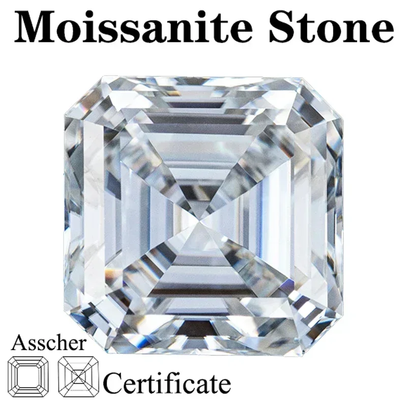 

Moissanite Stone D Colour Asscher Cut Pass Diamond Tester for Gemstone Charms Jewelry Making Materials with GRA Certificate