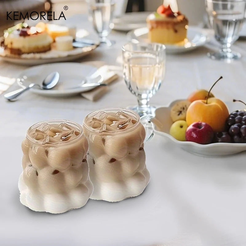 KEMORELA 1/2 Uds taza de cristal vaso resistente al calor transparente té jugo leche café taza hogar vasos de agua cóctel vasos de cerveza