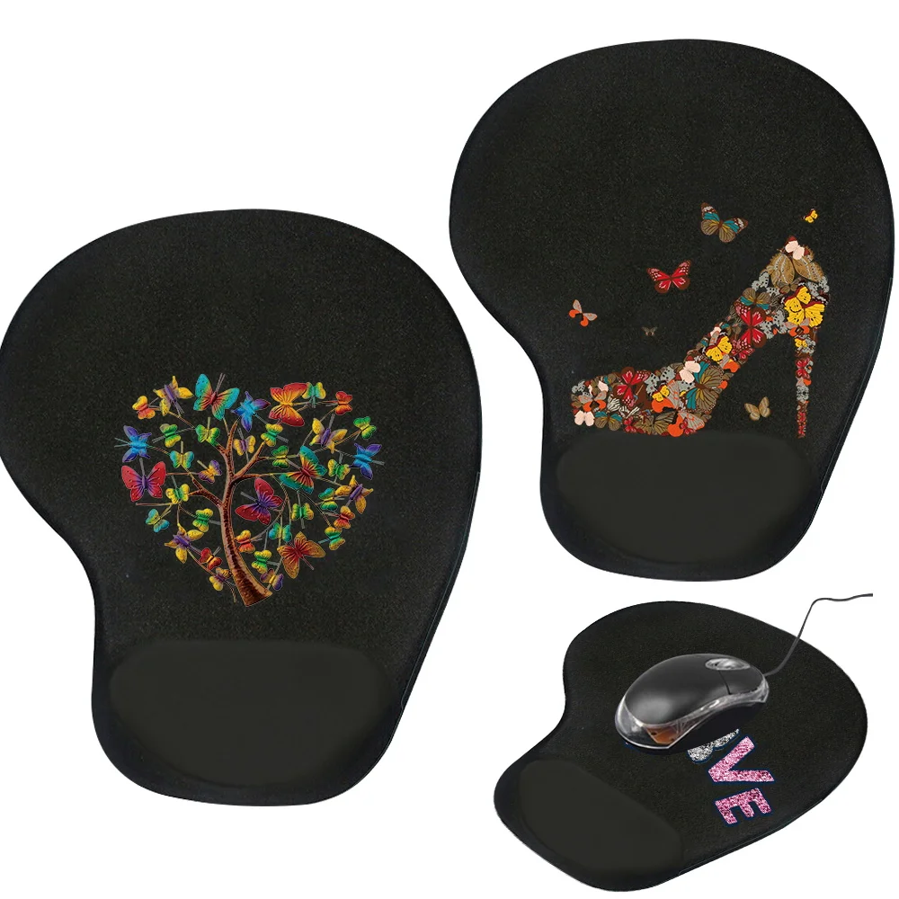 

Ergonomic Mouse Pad Wrist Pad Printing Butterfly Series Silicon Gel Non-slip Streamline Wrist Rest Support Mat Computer Mousepad