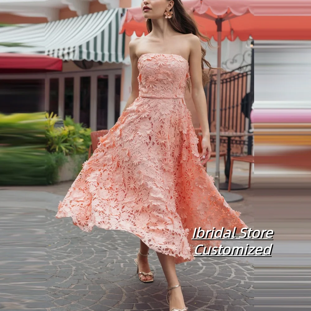 

Customized Vintage Lace Flowers Mother of The Bride Dress Women Sleeveless A-Line Elegant Women's Design Wedding Guest Gown