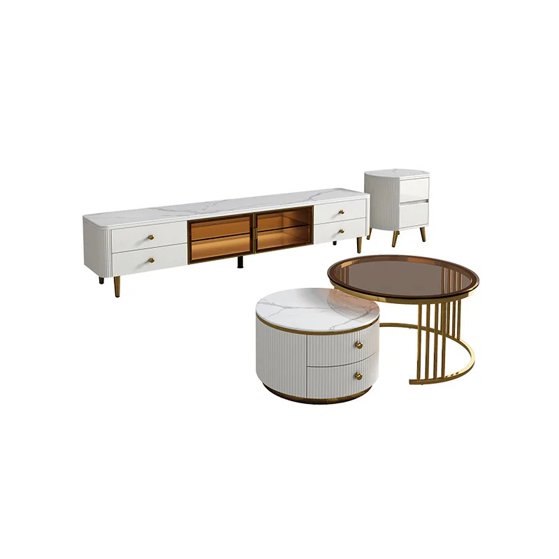 

Simple marble cabinet in modern living room Nordic simple coffee table Rock plate TV cabinet and coffee table Combination